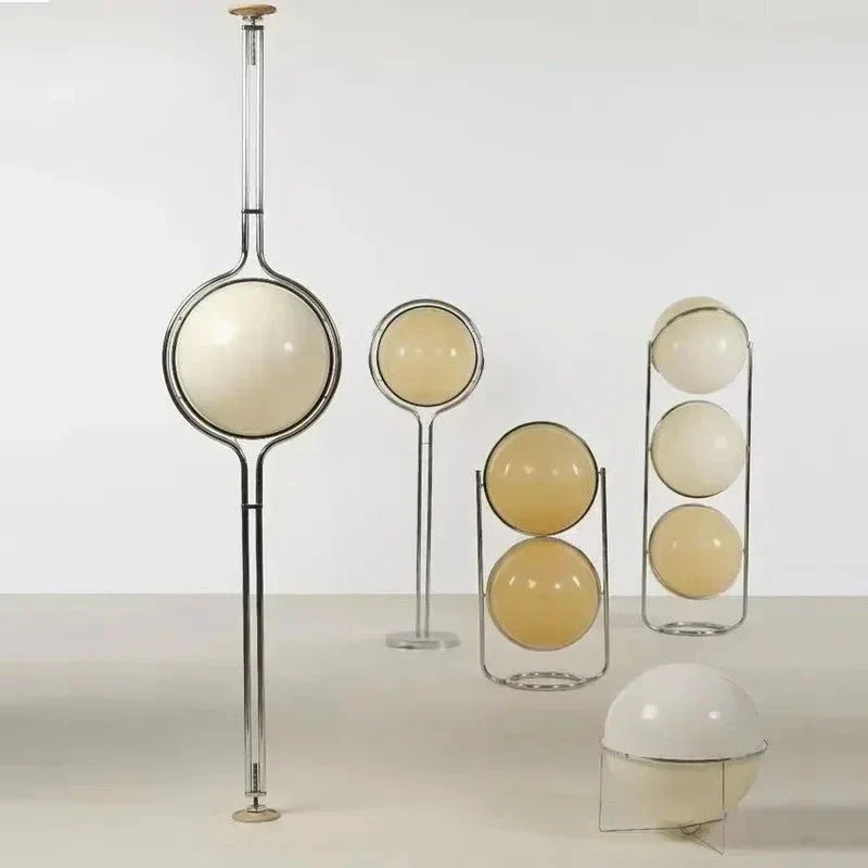 Lampadaire Métal Minimaliste avec Globe en Verre - F