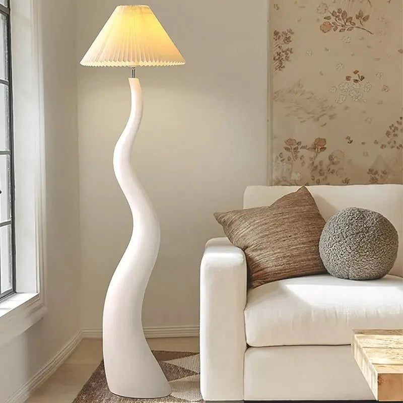 Lampadaire Ondulé à Abat - jour Plissé - Blanc