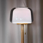 Lampadaire Scandinave Bois et Verre - Blanc froid