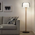 Lampadaire Scandinave Bois et Verre - Blanc froid