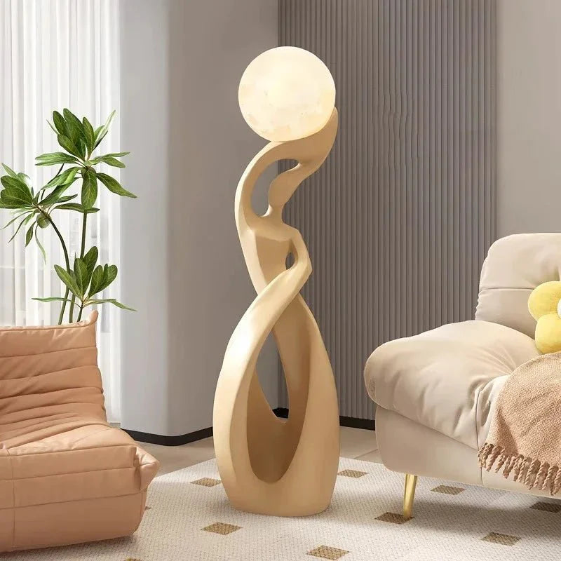 Lampadaire Sculptural avec Globe - A