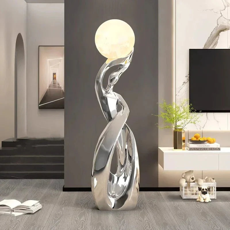 Lampadaire Sculptural avec Globe - A