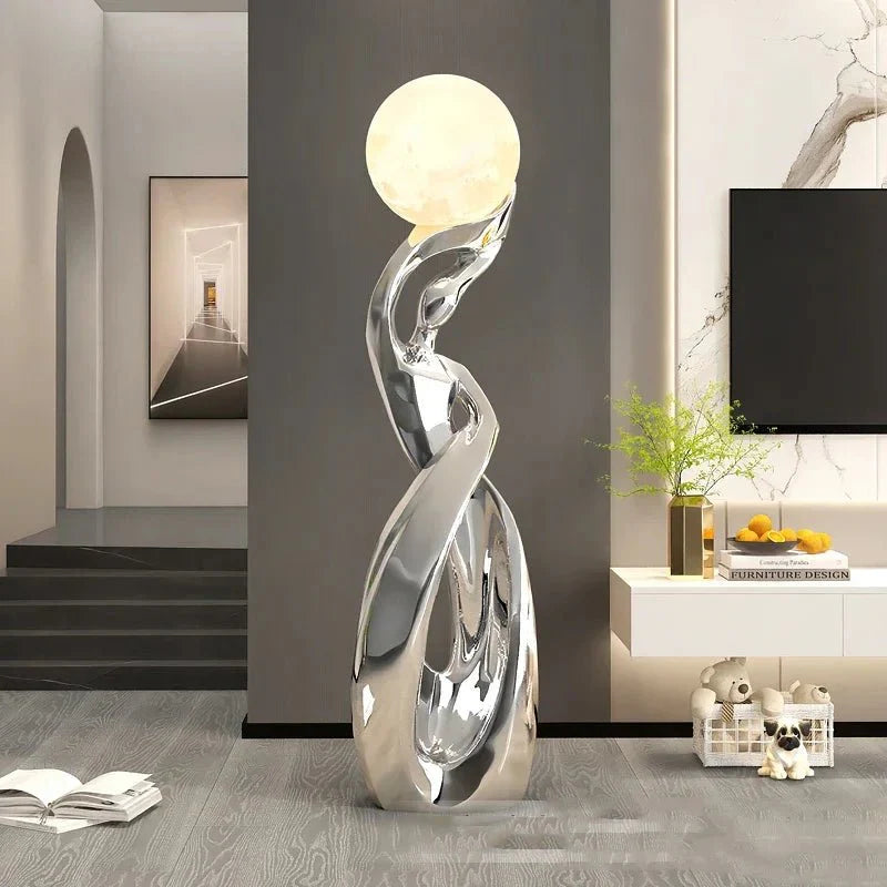 Lampadaire Sculptural avec Globe - A
