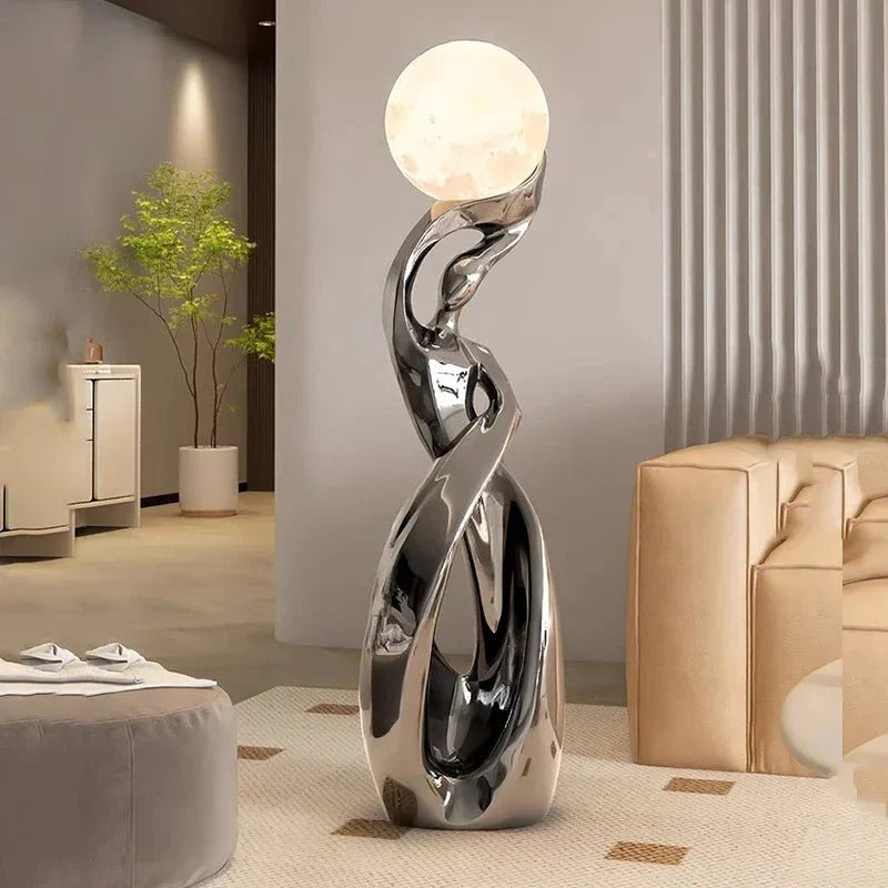 Lampadaire Sculptural avec Globe - A