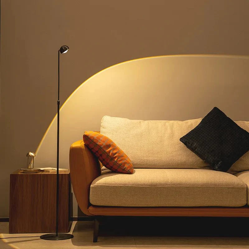 Lampadaire Tige Minimaliste à Éclairage Indirect - Noir