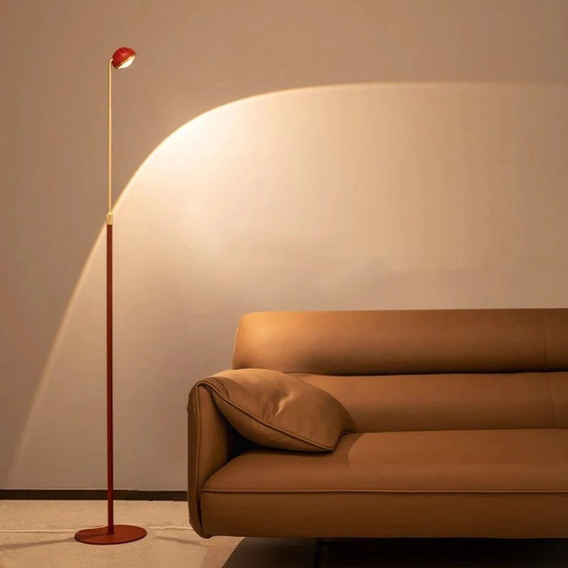 Lampadaire Tige Minimaliste à Éclairage Indirect - Rouge
