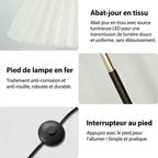 Lampadaire Vintage en Bois avec Abat - Jour Plissé -