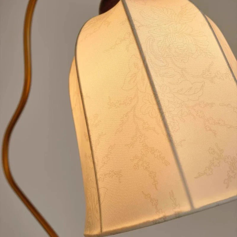 Lampadaire Vintage en Bois avec Abat - jour Plissé Classique 150cm - Blanc froid