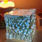 Lampe Cube Fleur - Bleu