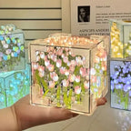 Lampe Cube Fleur - Rose