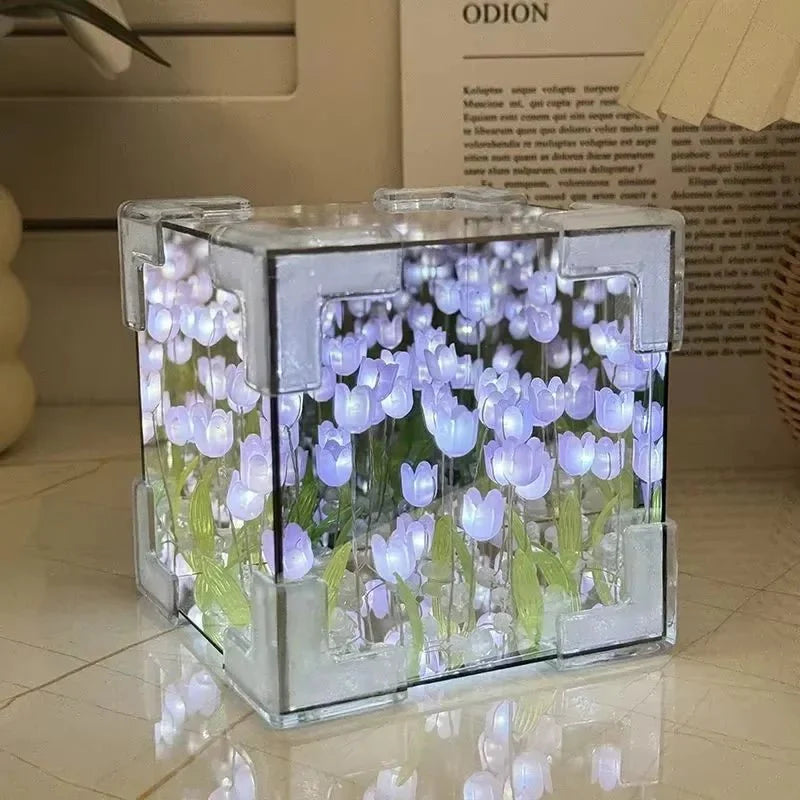 Lampe Cube Fleur - Violet