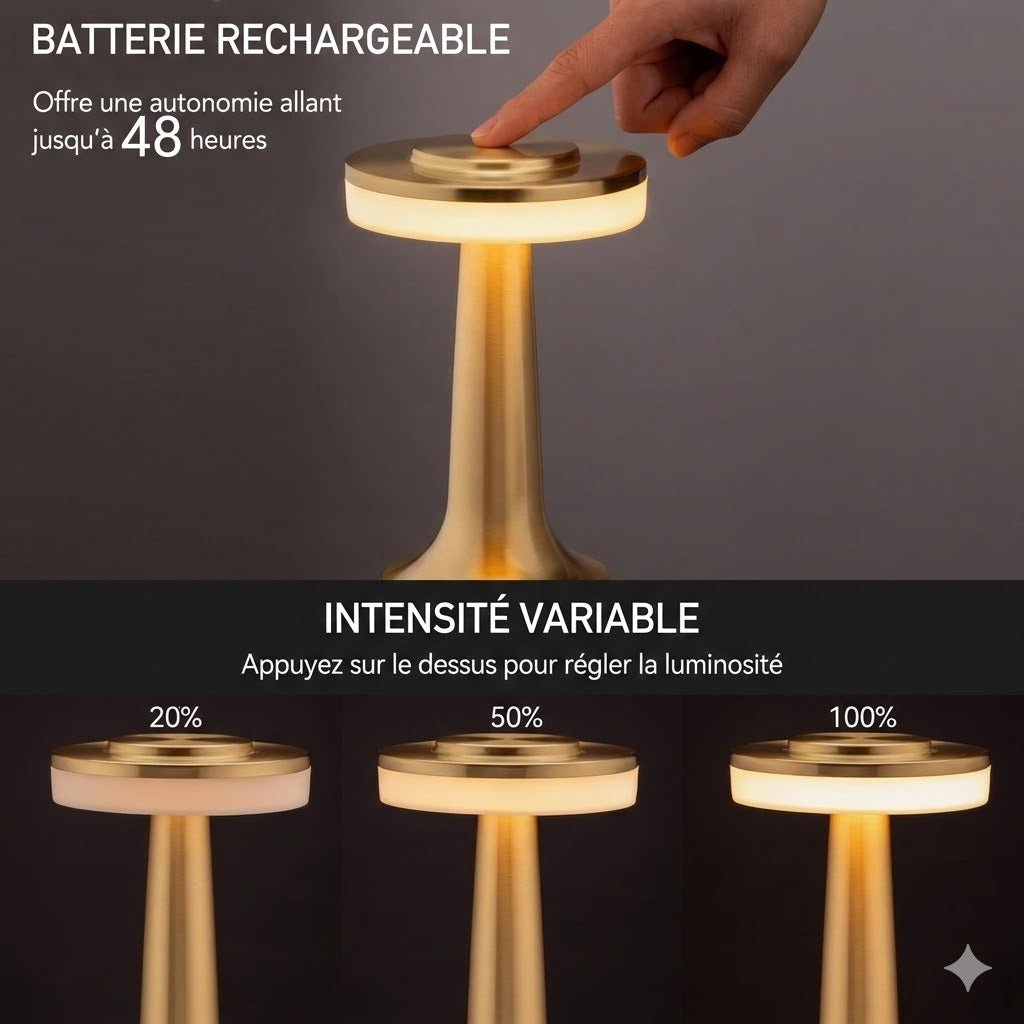 Lampe de Chevet Champignon en Métal - Dorée