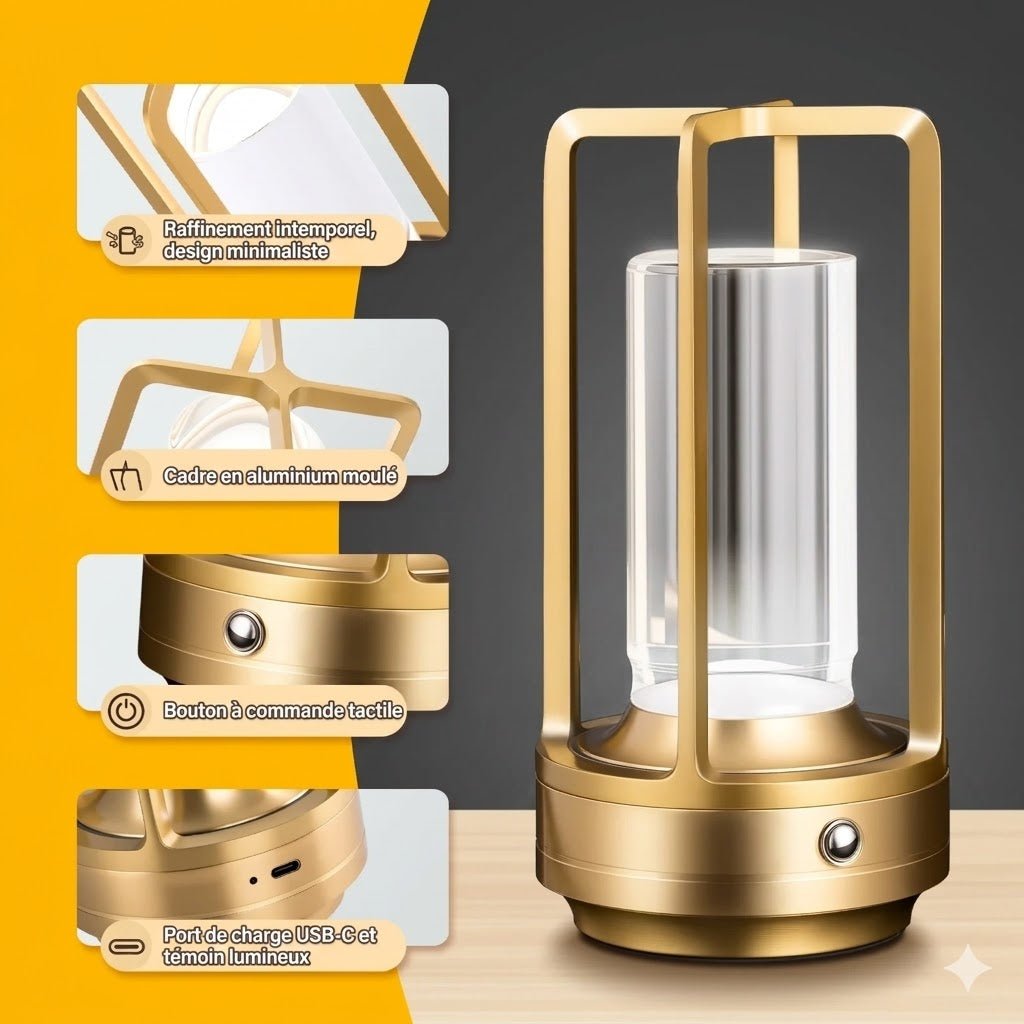 Lampe de Chevet Design Lanterne - Dorée