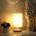 Lampe de Chevet en Bois et Tissu -
