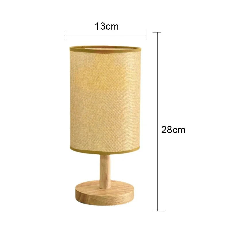 Lampe de Chevet en Bois et Tissu -