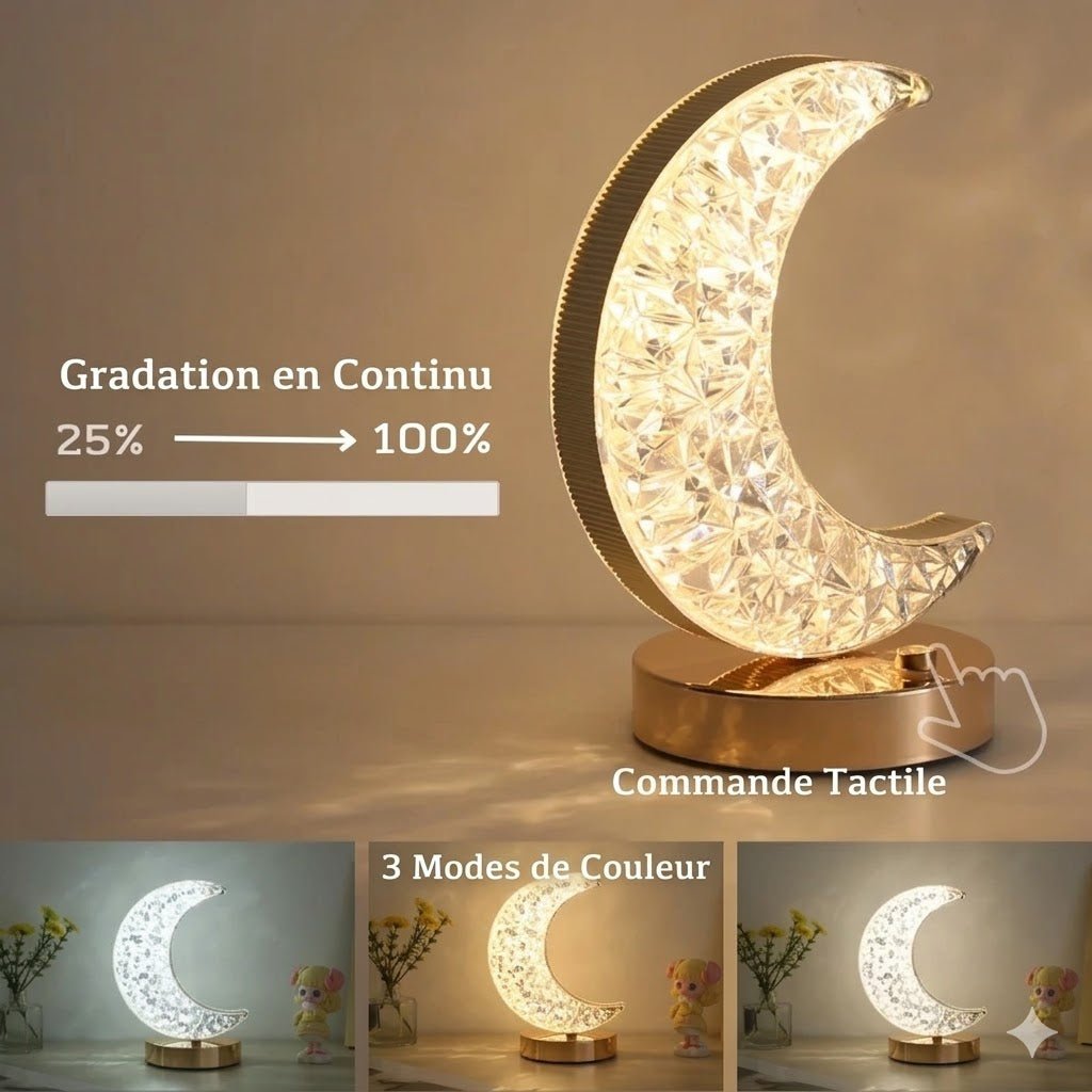 Lampe de Chevet Lune Cristal Tactile -
