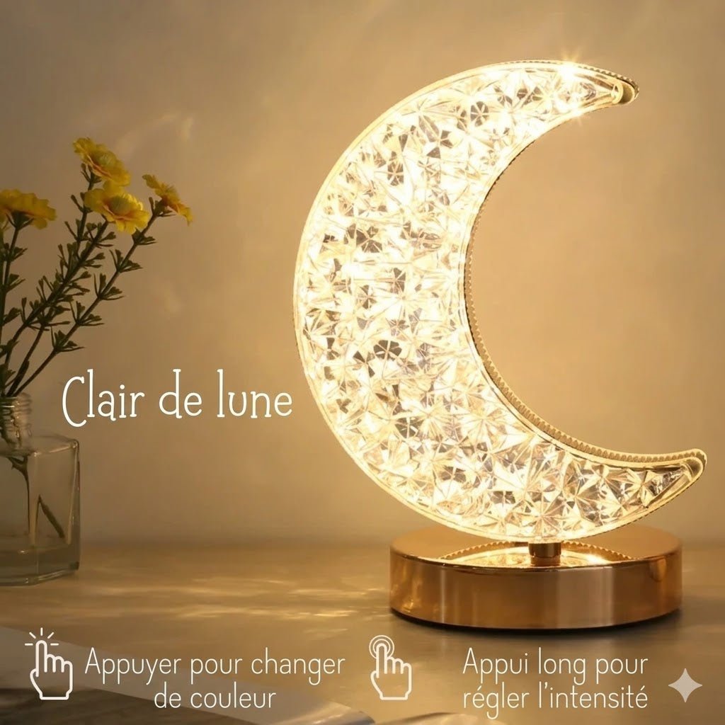 Lampe de Chevet Lune Cristal Tactile -