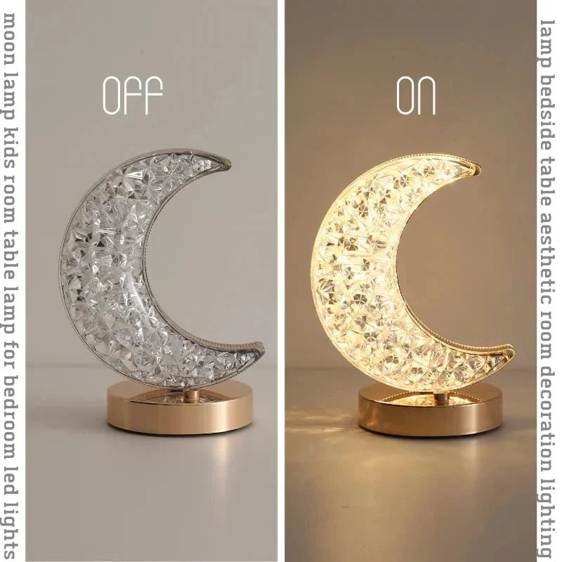 Lampe de Chevet Lune Cristal Tactile -