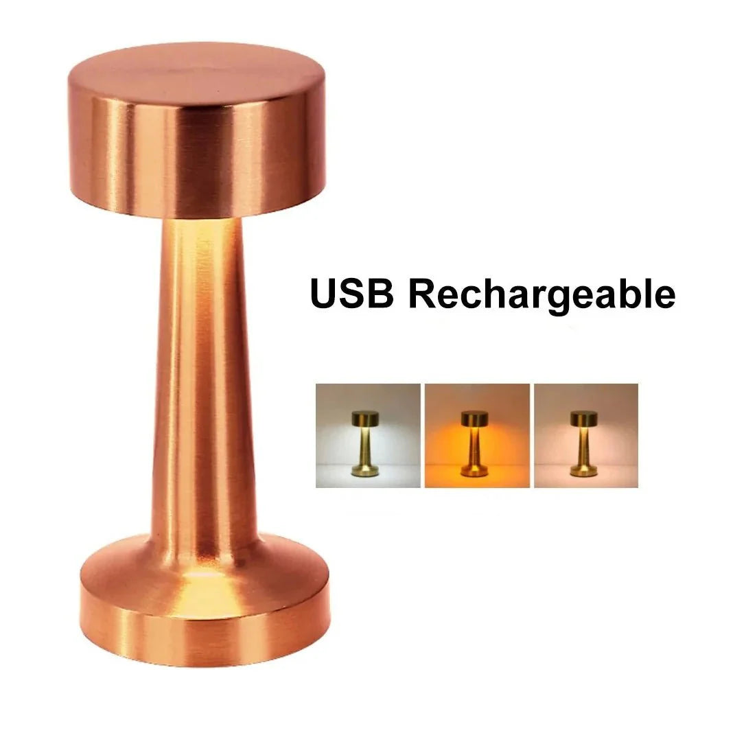 Lampe de Chevet Metal Tactile Rechargeable USB - Bronze