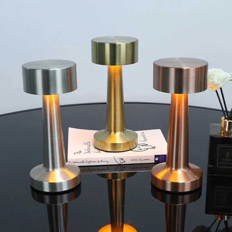 Lampe de Chevet Metal Tactile Rechargeable USB - Dorée