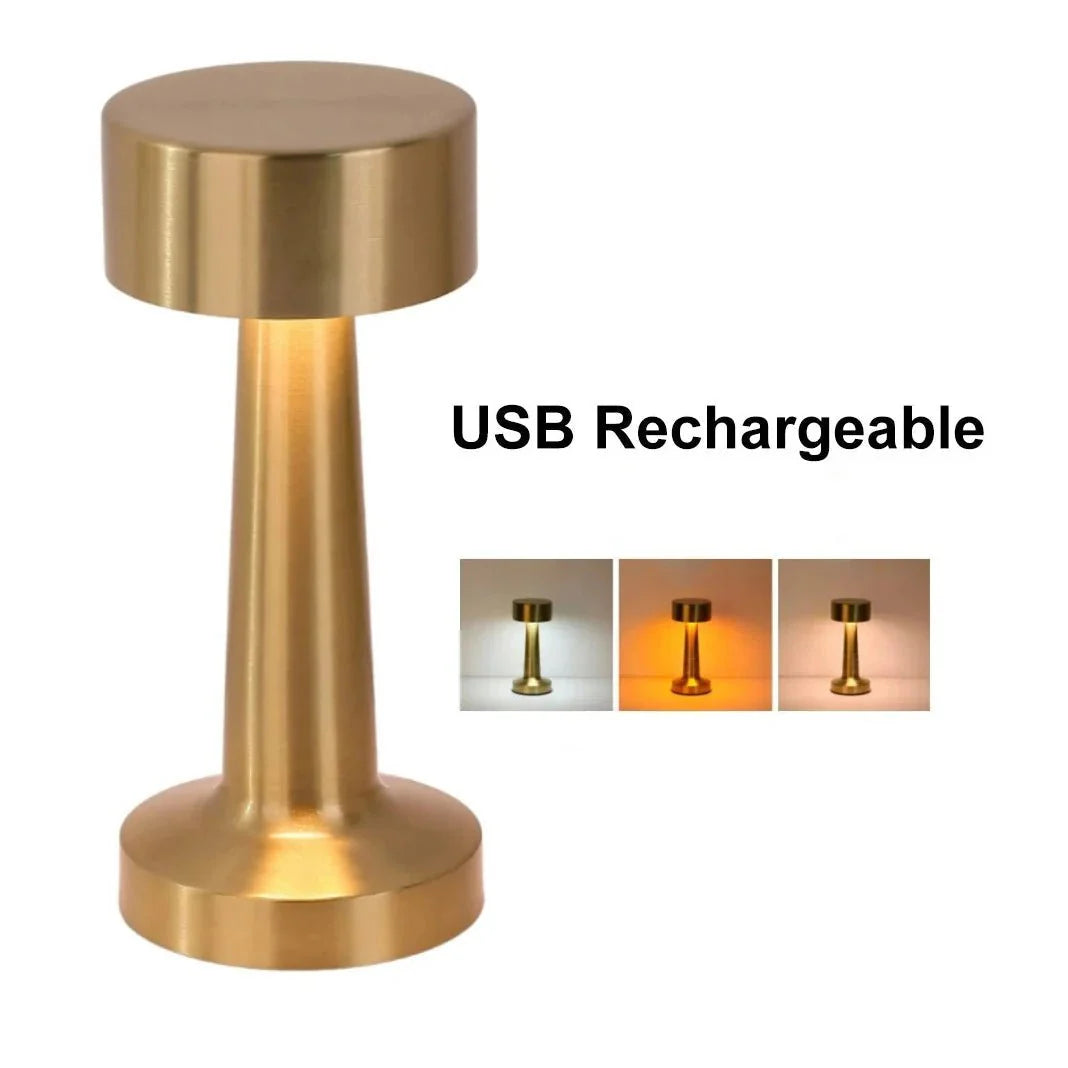 Lampe de Chevet Metal Tactile Rechargeable USB - Dorée