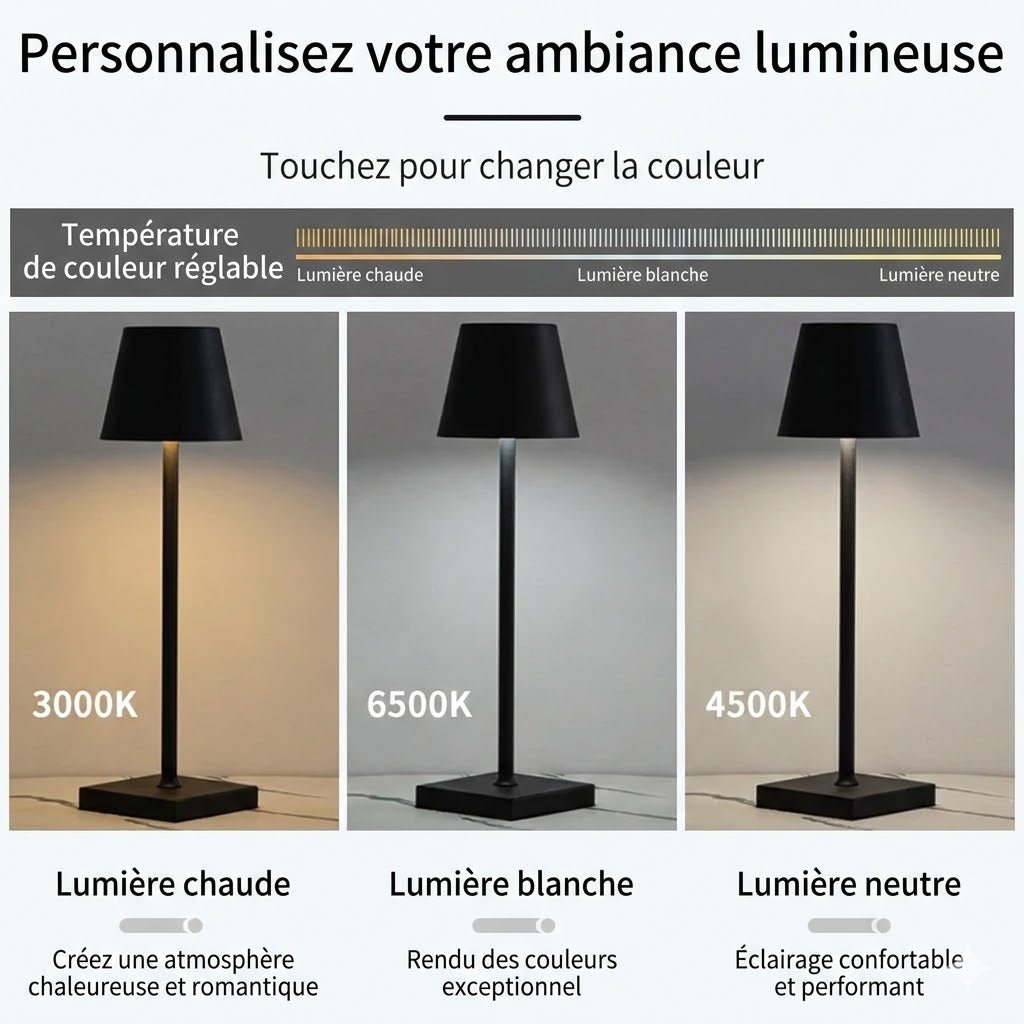 Lampe de Chevet Sans Fil Moderne - Noir