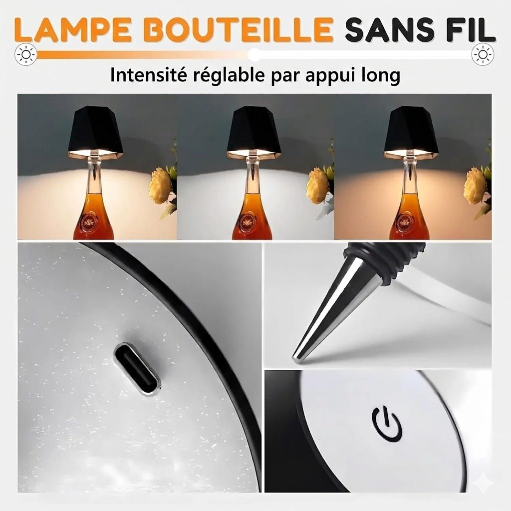 Lampe de Chevet Sans Fil pour Bouteille - A