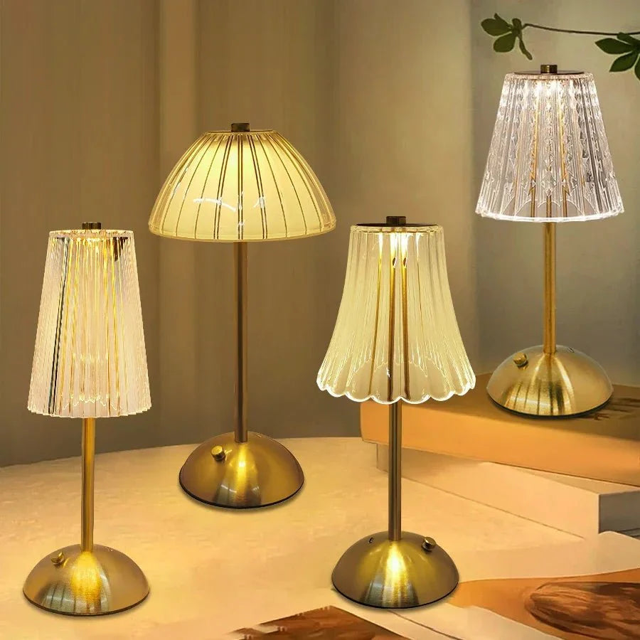 Lampe de Chevet Tactile Effet Cristal Vintage - A
