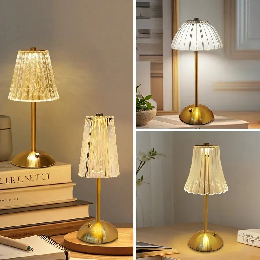 Lampe de Chevet Tactile Effet Cristal Vintage - A