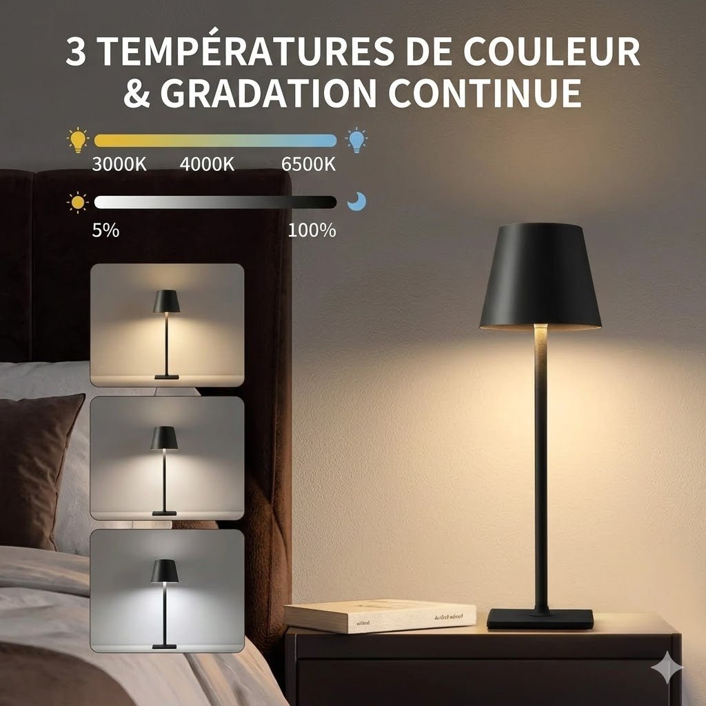 Lampe de Chevet Tactile Minimaliste Sans Fil - Rose