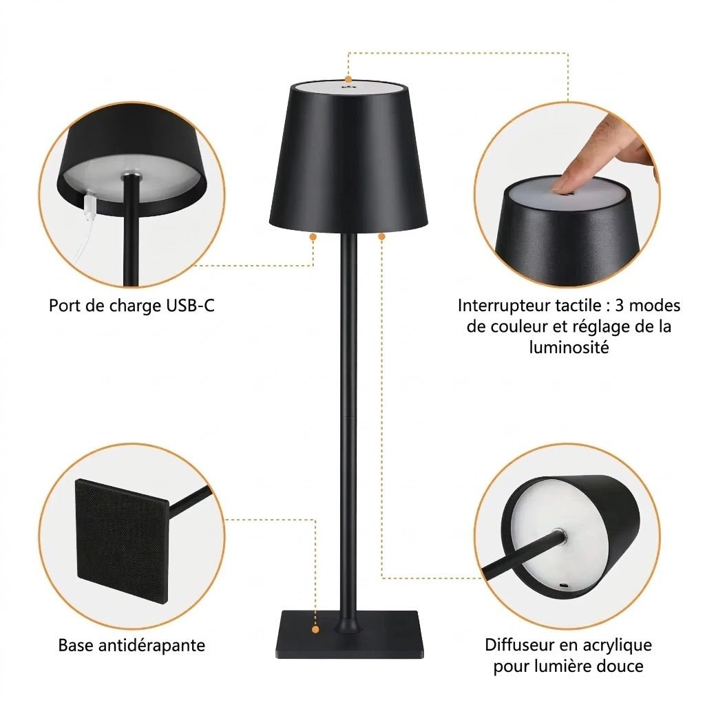 Lampe de Chevet Tactile Minimaliste Sans Fil - Rose