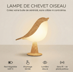 Lampe de Chevet Tactile Oiseau Design Scandinave en Bois -