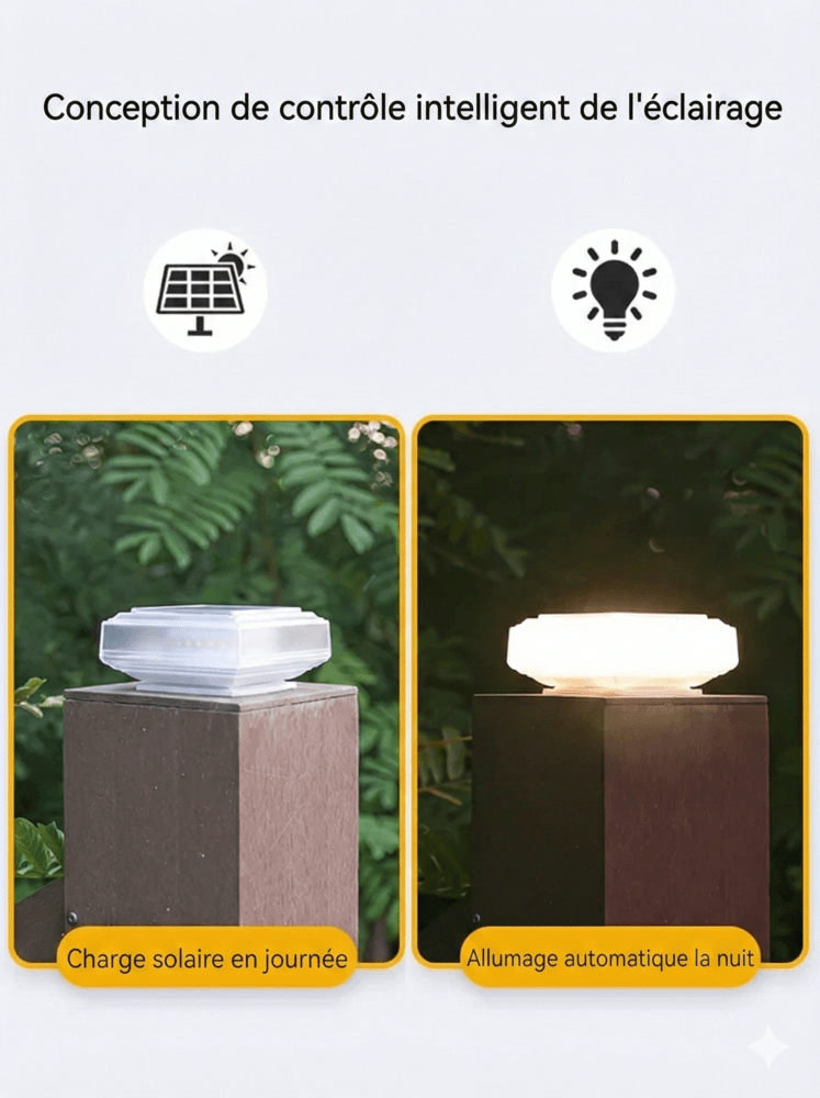 Lampe LED Solaire pour Poteau -