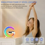 Lampe Reveil Enceinte Chargeur Sans Fil - Noir