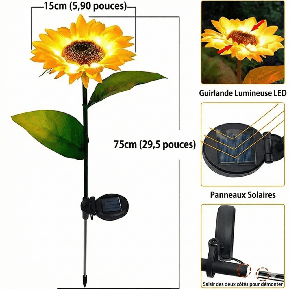 Lampe Solaire Jardin Forme Tournesol - 1 Tête