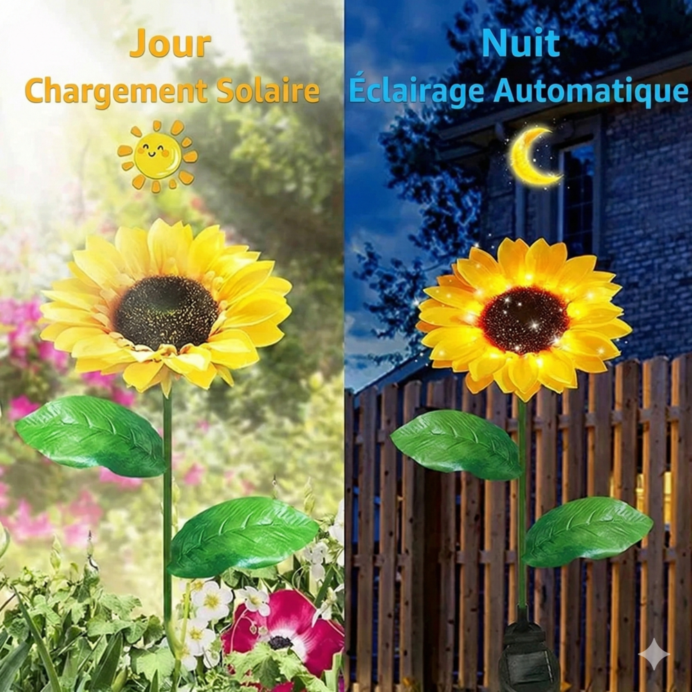 Lampe Solaire Jardin Forme Tournesol - 1 Tête