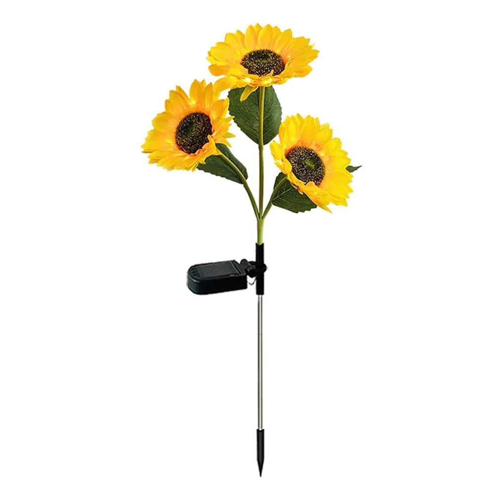 Lampe Solaire Jardin Forme Tournesol - 3 Têtes