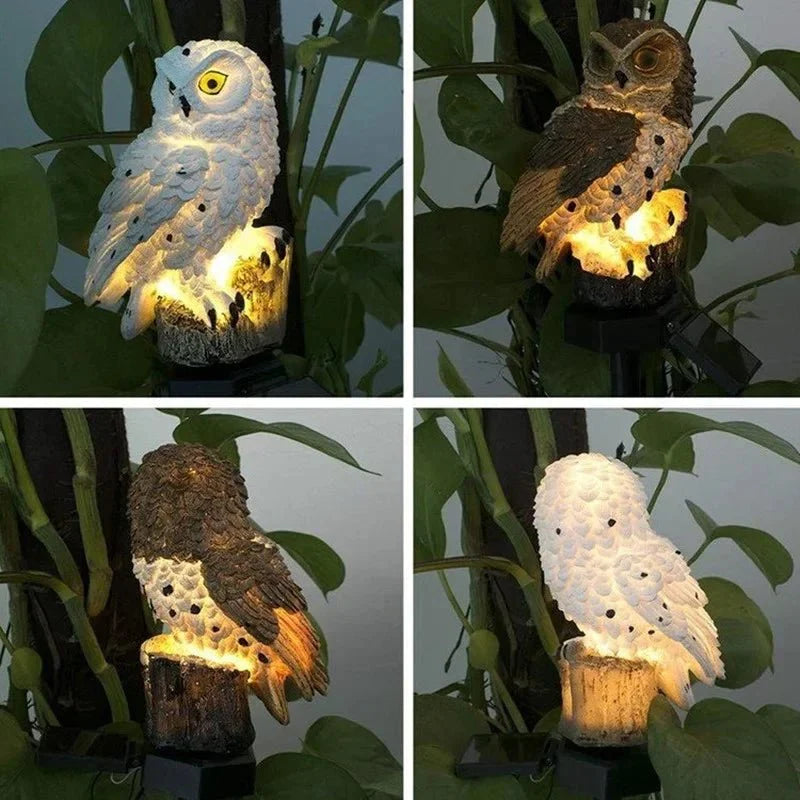 Lampe Solaire Jardin Hibou - Blanc