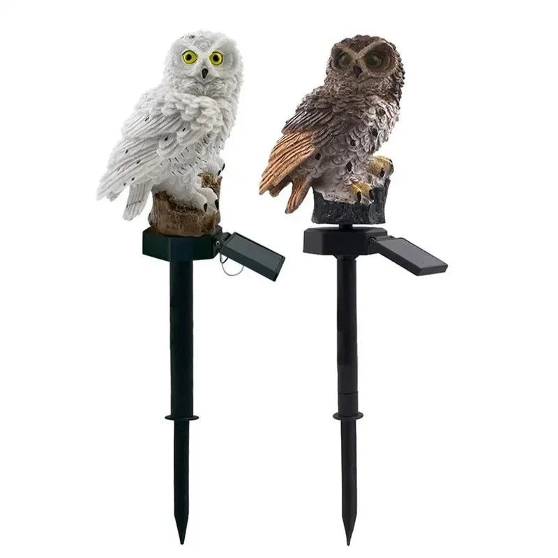 Lampe Solaire Jardin Hibou - Blanc