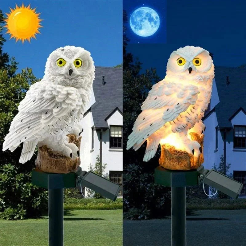 Lampe Solaire Jardin Hibou - Blanc