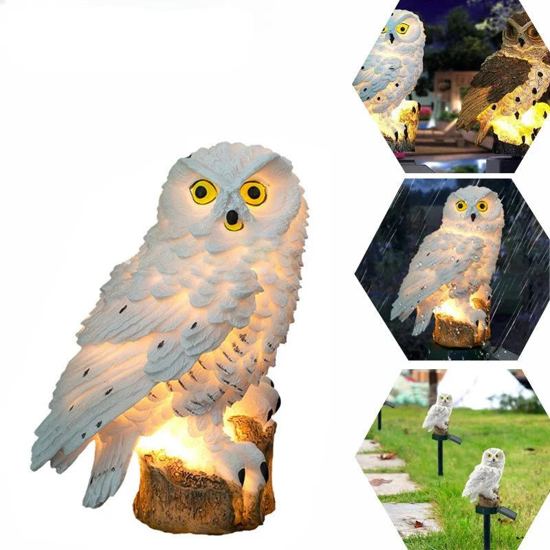 Lampe Solaire Jardin Hibou - Marron