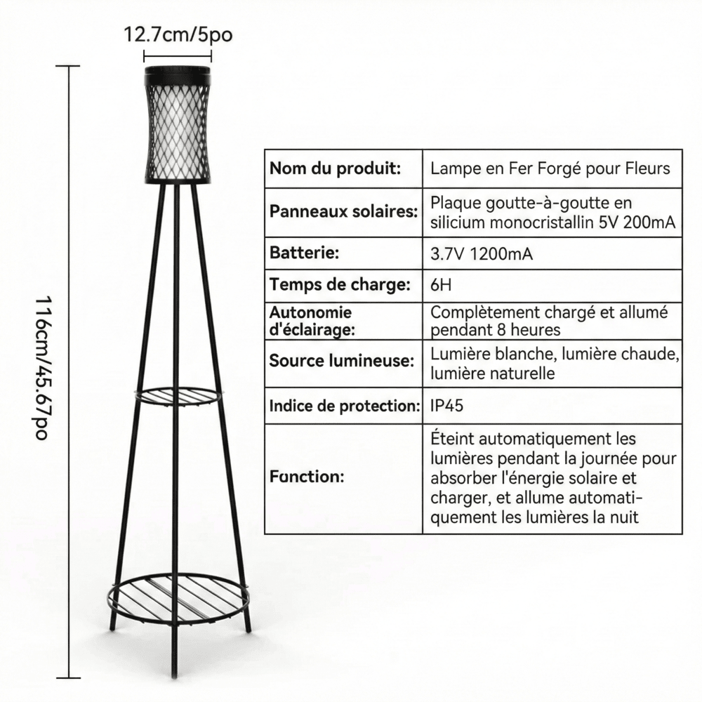 Lampe Solaire sur Pied avec support plante -