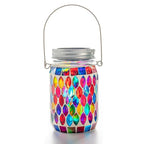 Lanterne LED en Mosaïque de Verre - Rouge