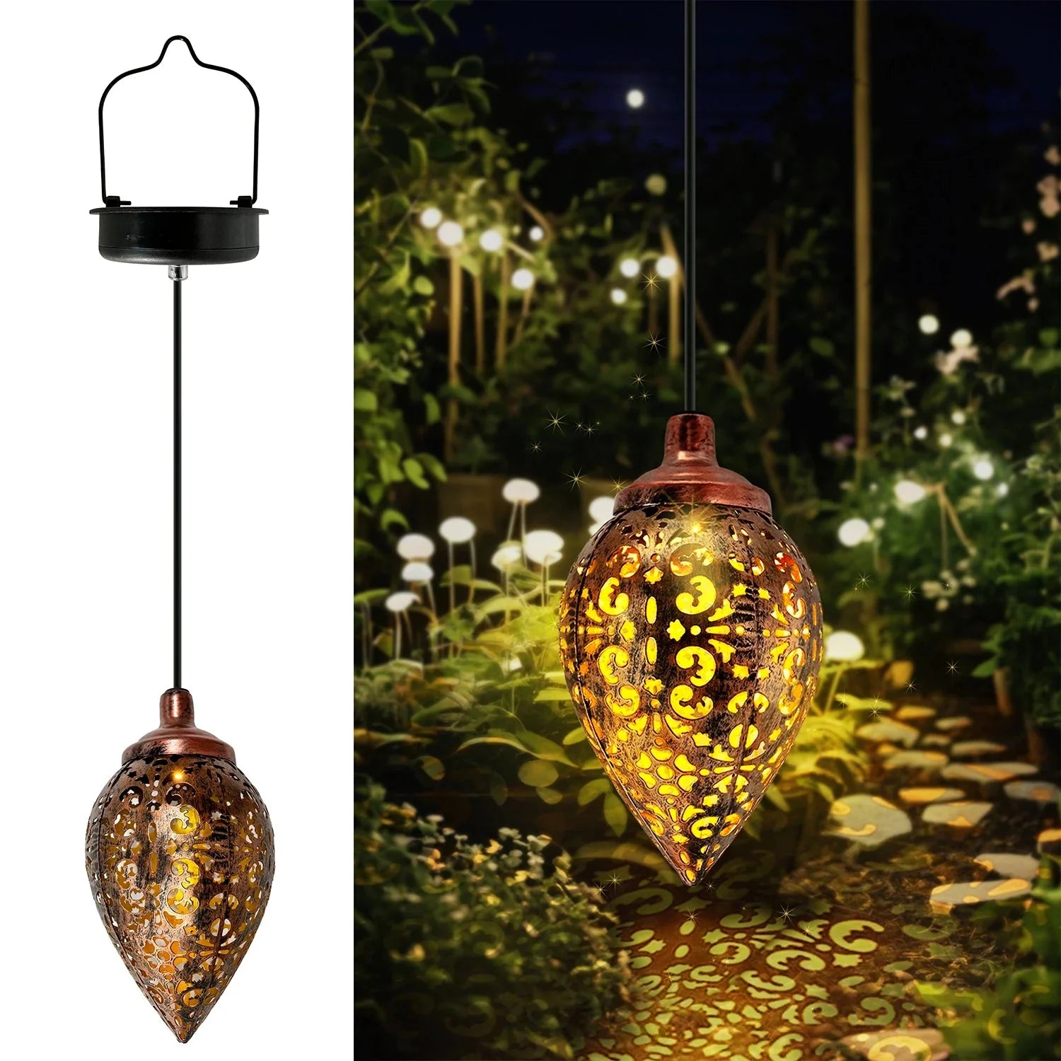 Lanterne LED Goutte d'Eau Style Oriental à Suspendre -