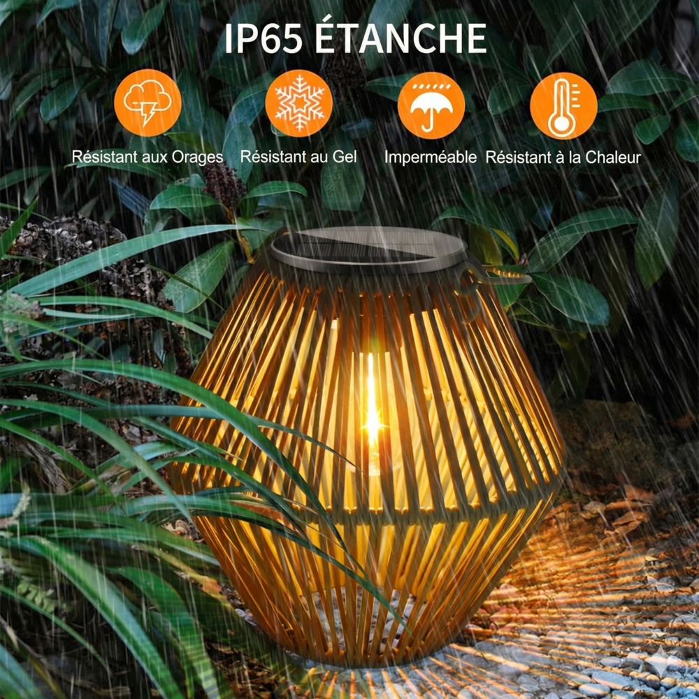 Lanterne LED Solaire Bambou Extérieur - Modèle 1