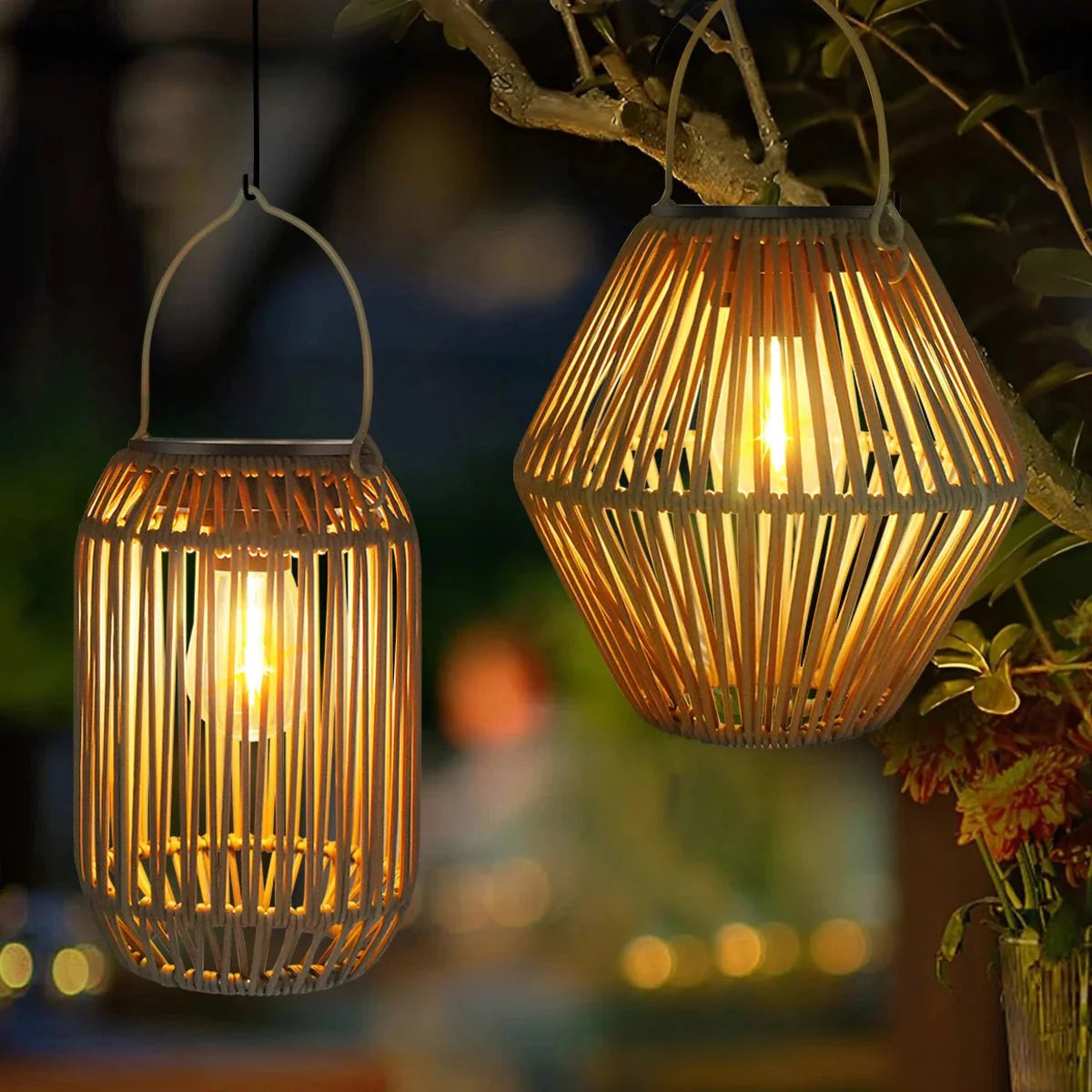 Lanterne LED Solaire Bambou Extérieur - Modèle 1
