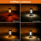 Lanterne Solaire Extérieur sur Pieds Effet Flamme -