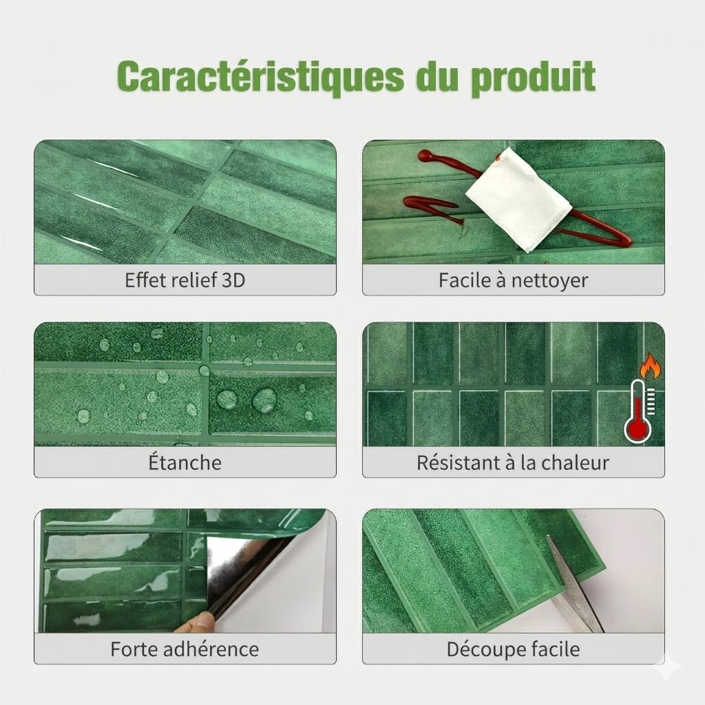 Lot de 10 Crédences Adhésives 3D - Beige