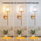 Lot de 2 Appliques Murales Sans Fil Cristal - Argentée
