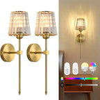Lot de 2 Appliques Murales Sans Fil Cristal - Dorée